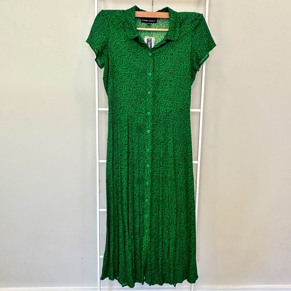 Catherine Malandrino Emerald Button Front Midi Dress
